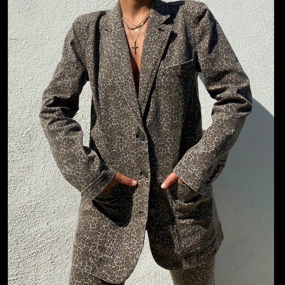 AFRM Royce Oversized Blazer in Leopard